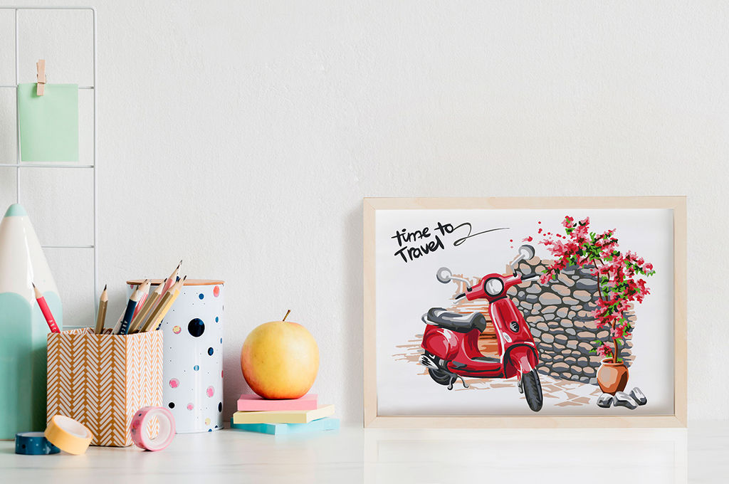 ФРЕЯ PKZ/PS-071 Набор для раскрашивания по номерам (на картоне) 30 х 20 см Красный скутер