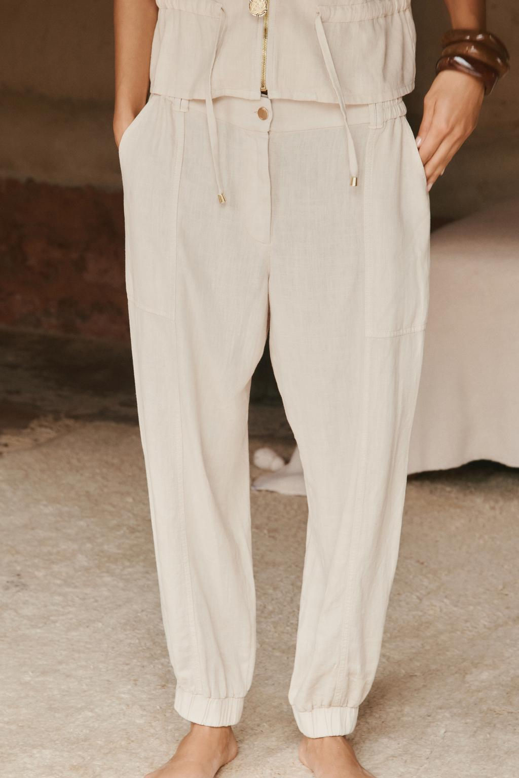 LINEN BLEND JOGGER TROUSERS - Zara фото 2