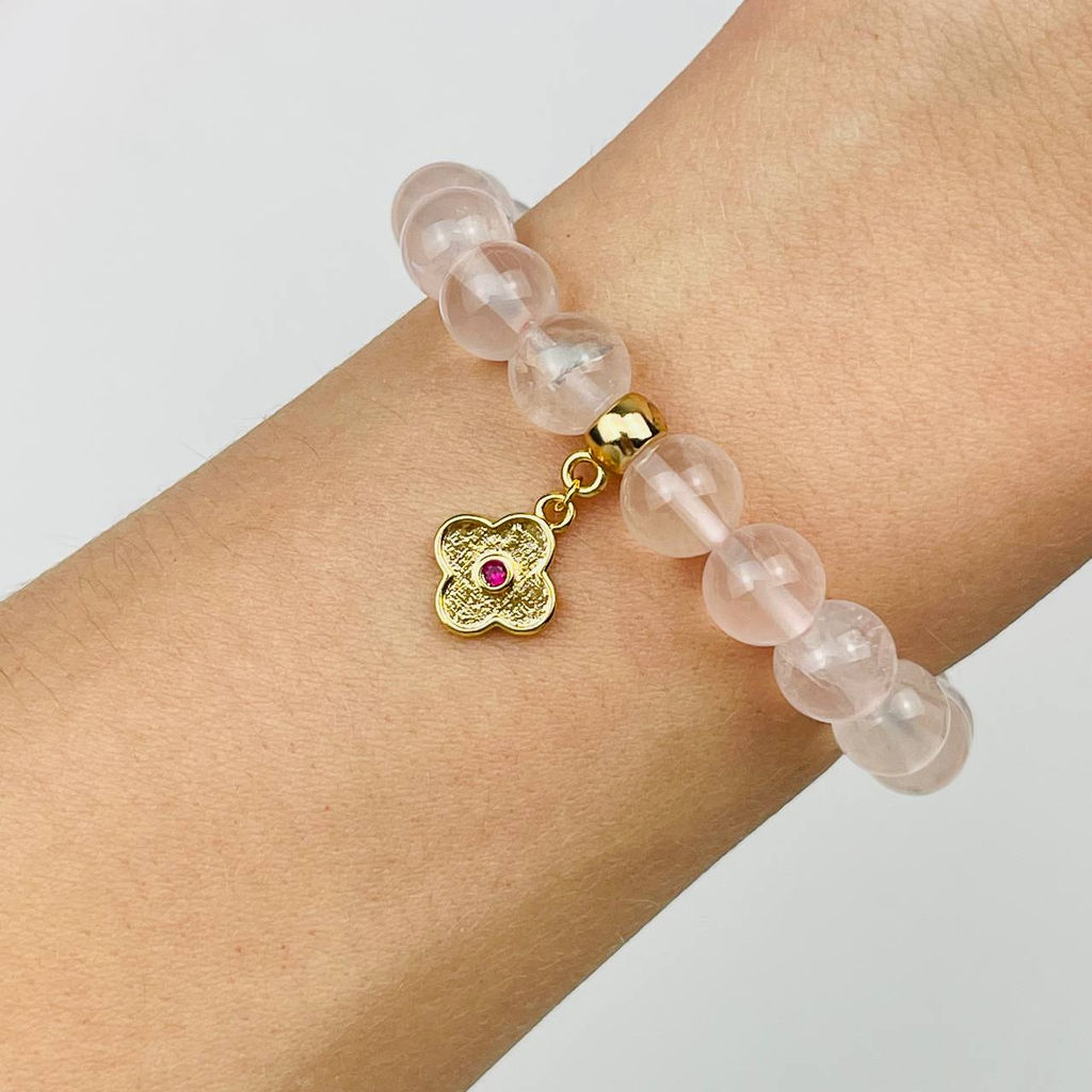 Браслет из Розового кварца с подвеской 17 см