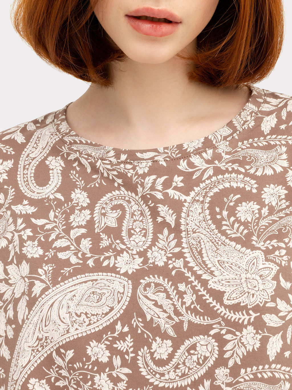 Сорочка ночная женская бежево-тауповая с узором пейсли - Mark formelle фото 6