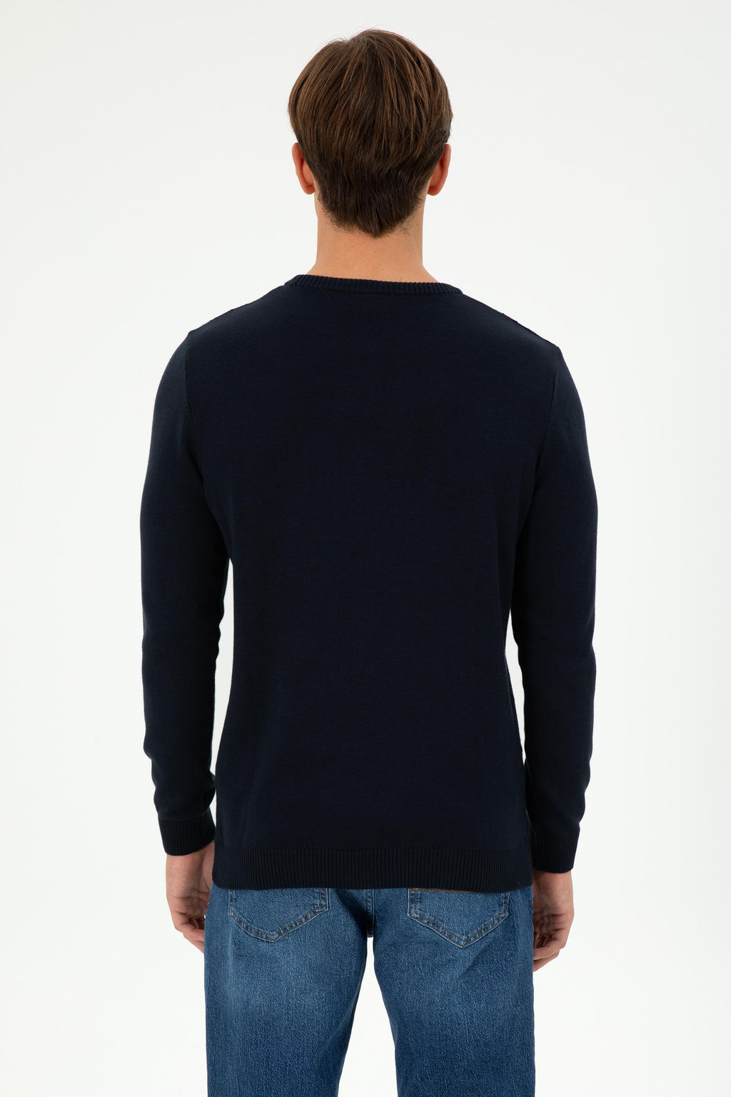 Erkek Slim Fit Bisiklet Yaka Lacivert Kazak - U.s. polo assn фото 5
