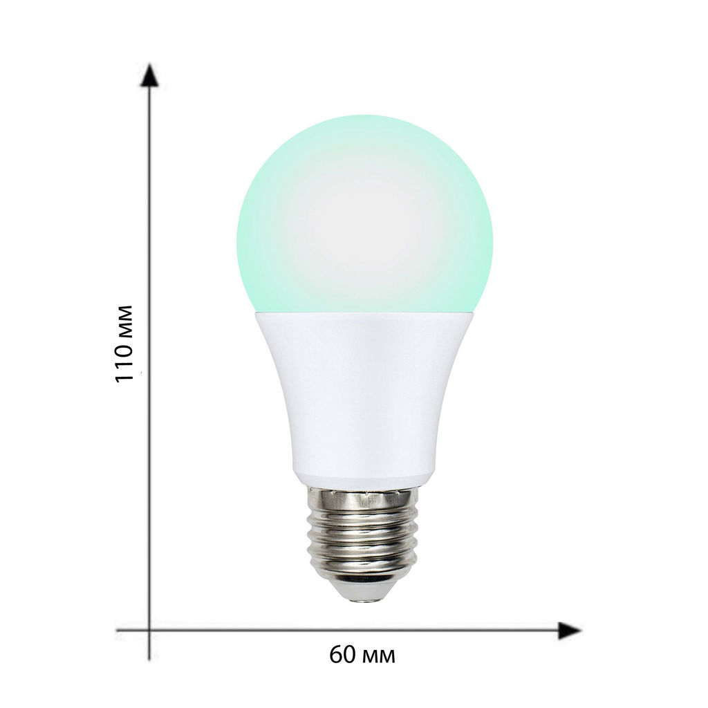 LED-A60-9W/SCBG/E27/FR/DIM IP65 PLO65WH Лампа светодиодная диммируемая для бройлеров. Спектр синий и зеленый. TM Uniel.