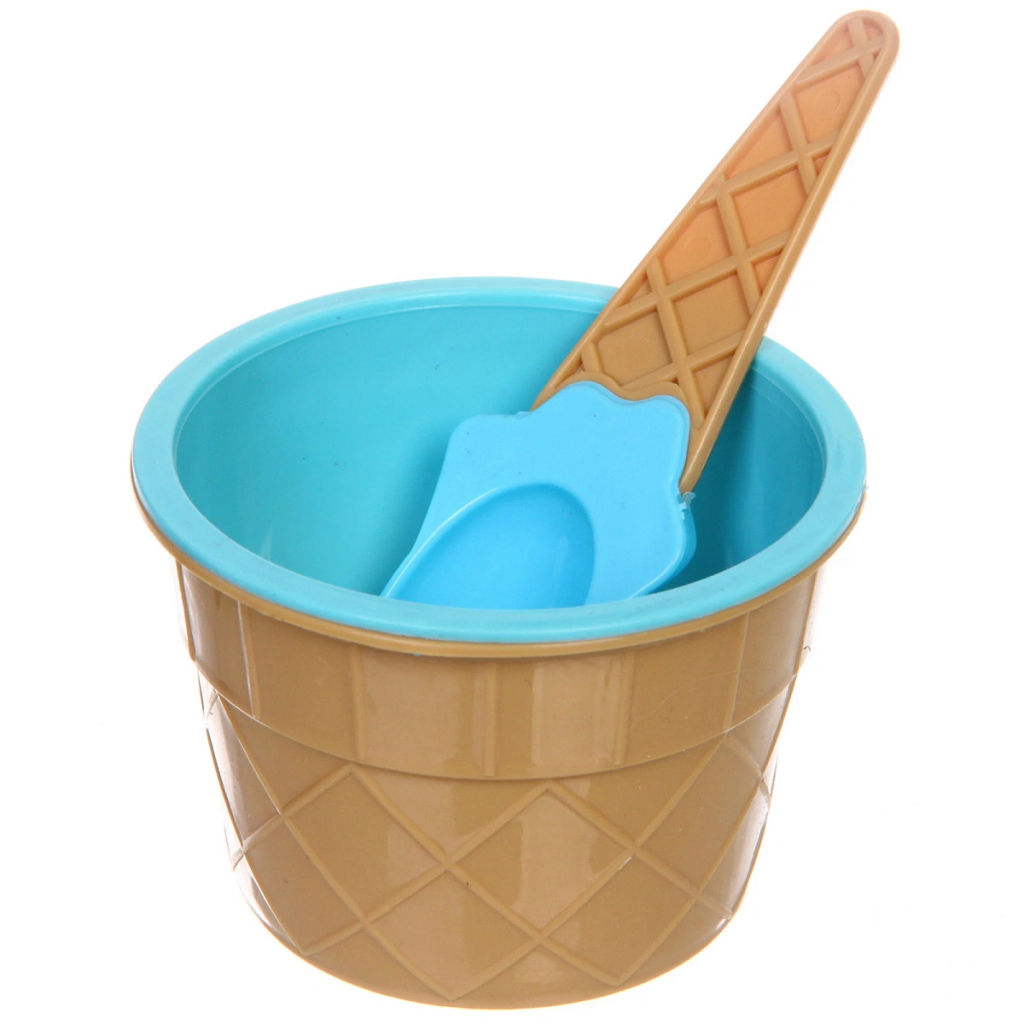 Цена за 3 шт. Креманка для мороженого "ICE CREAM" с ложкой