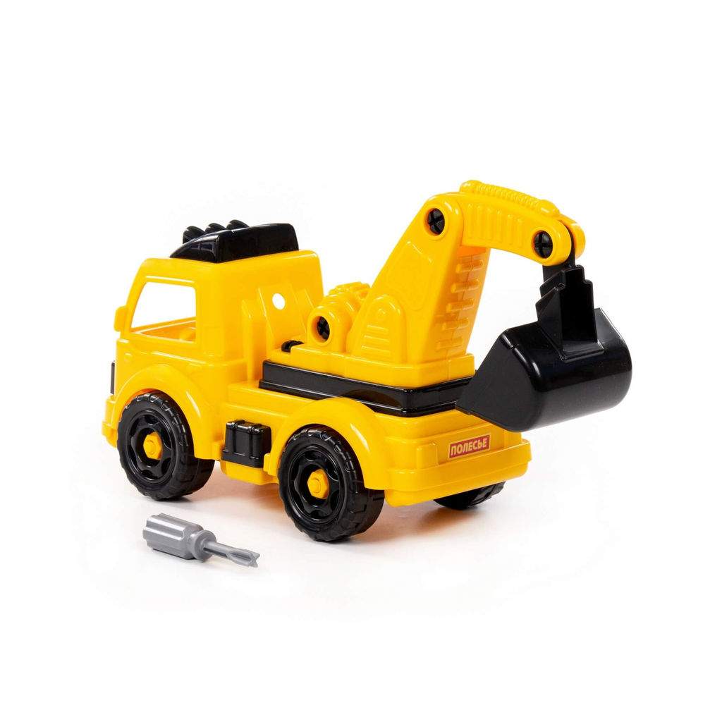 Конструктор-транспорт Автомобиль-экскаватор (32 элемента) ( жёлто-чёрный) (в коробке) - Полесье фото 2