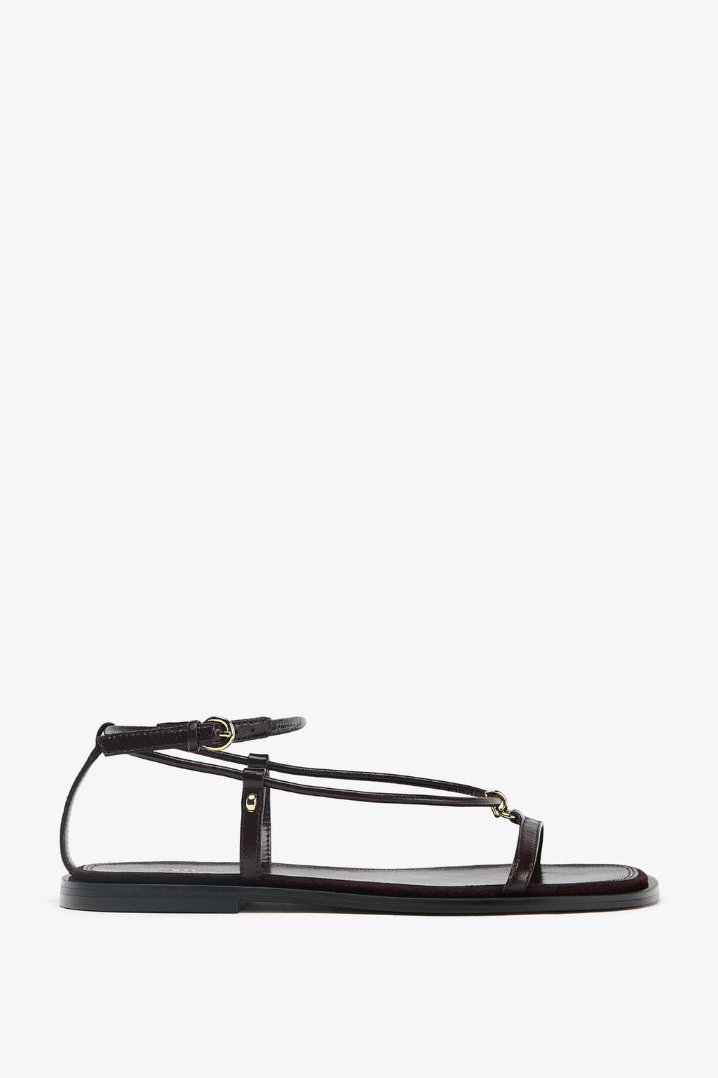 LEATHER THIN STRAPPY SANDALS - Zara фото 7