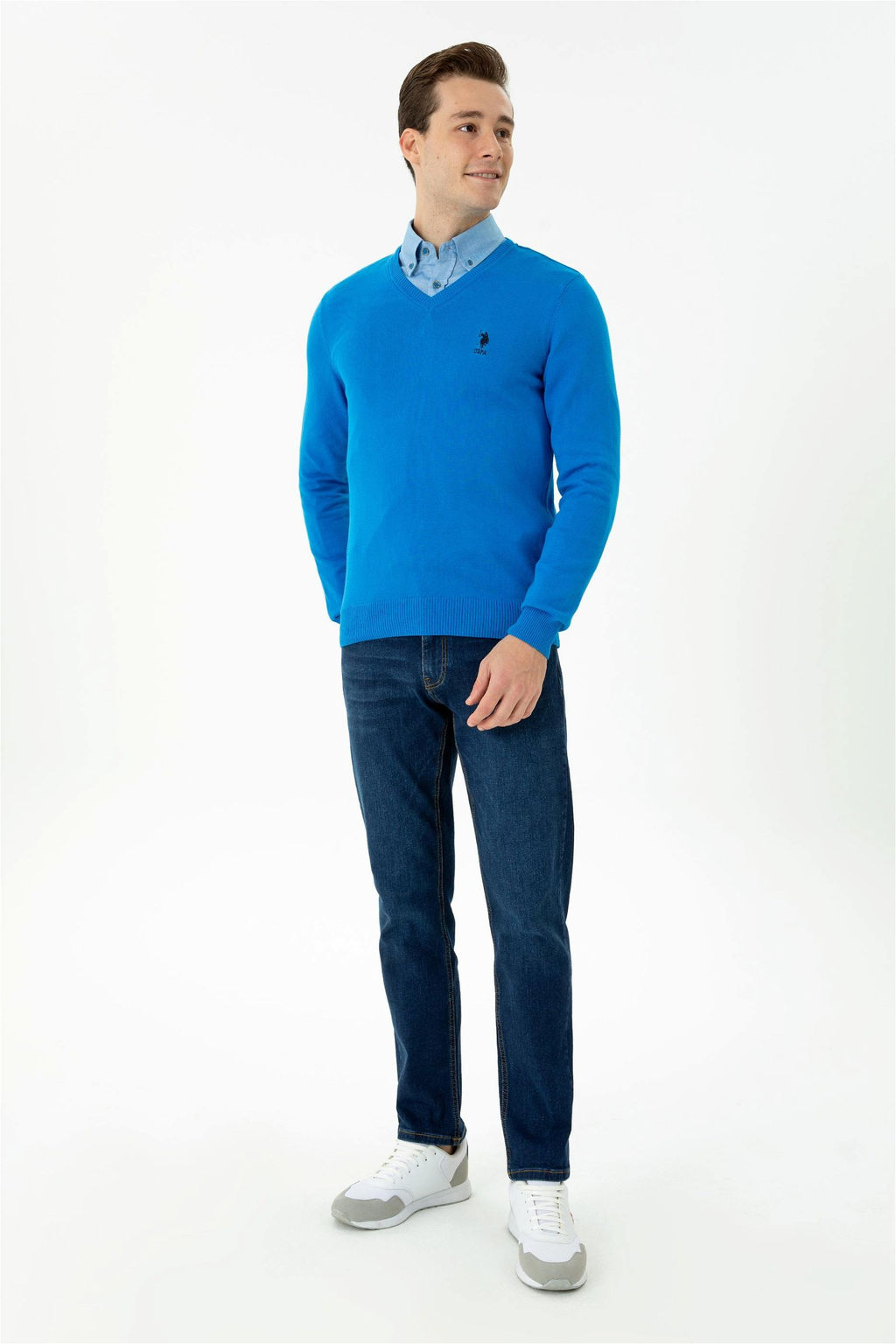 U. S. Polo Assn / Мужской кобальтово-синий базовый свитер - U.s. polo assn фото 5