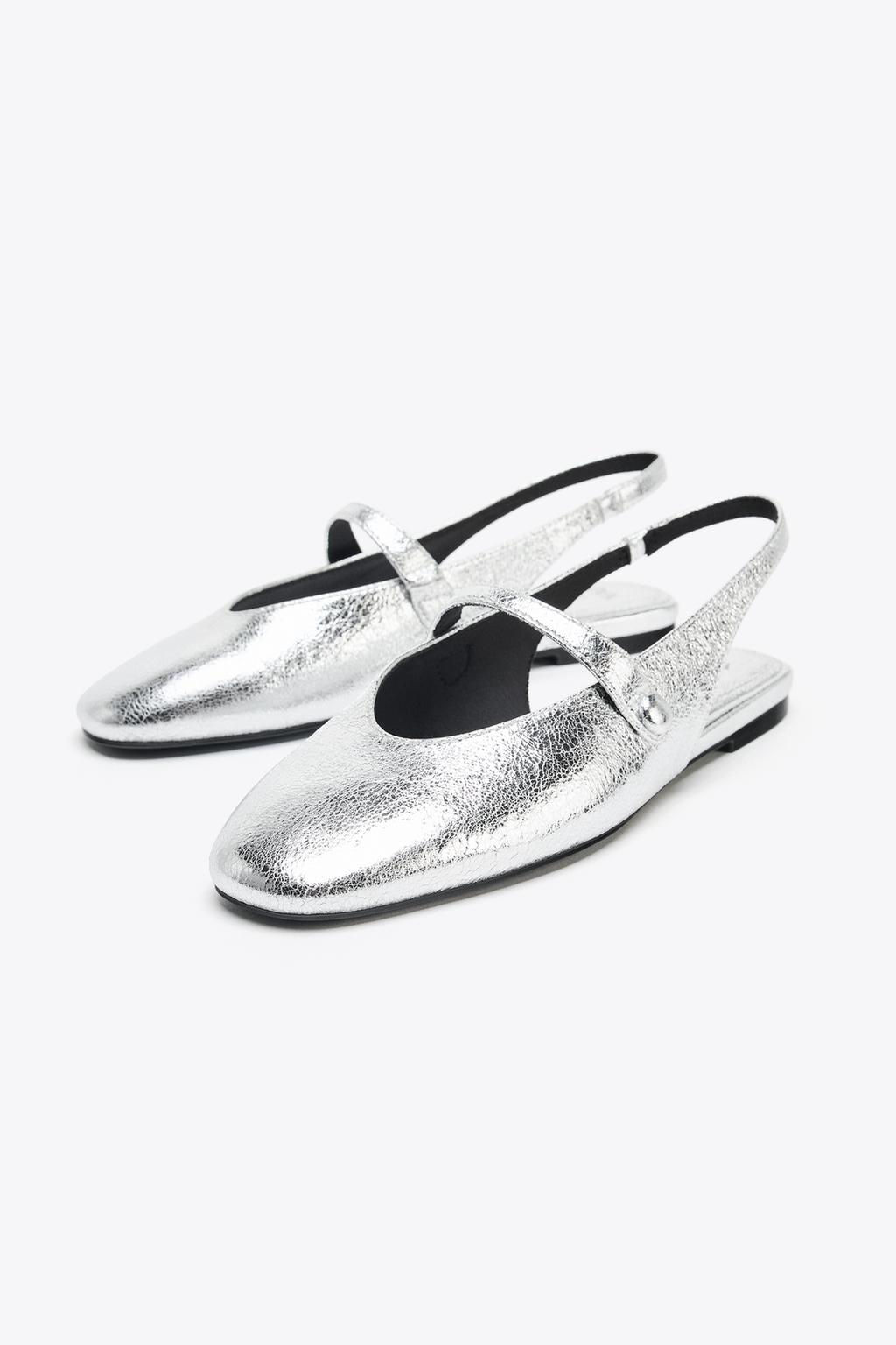 METALLIC EFFECT BALLERINAS - Zara фото 6
