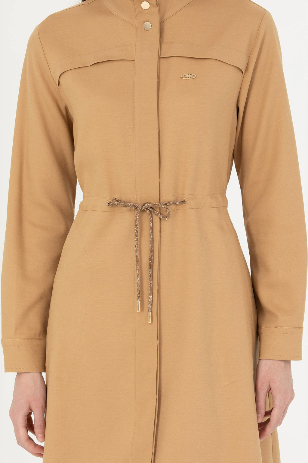 Женское тканое платье песочного цвета - U.s. polo assn фото 6