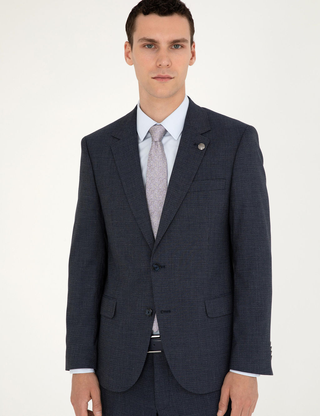 Lacivert Slim Fit Tak_m Elbise