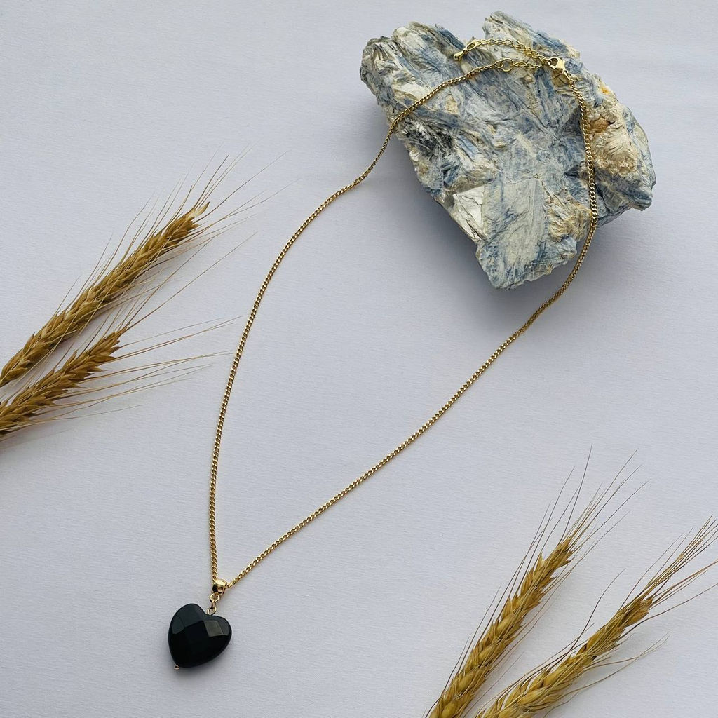 Кулон Сердце на цепочке из черного Агата - Радуга самоцветов фото 5