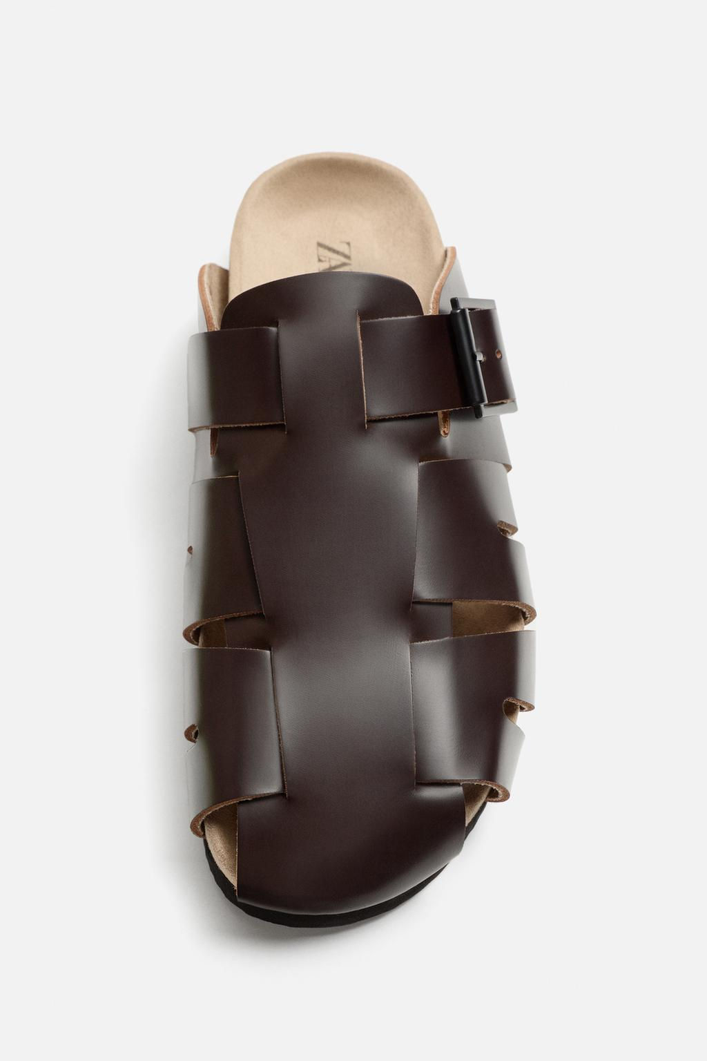 LEATHER CLOG CAGE SANDALS - Zara фото 7