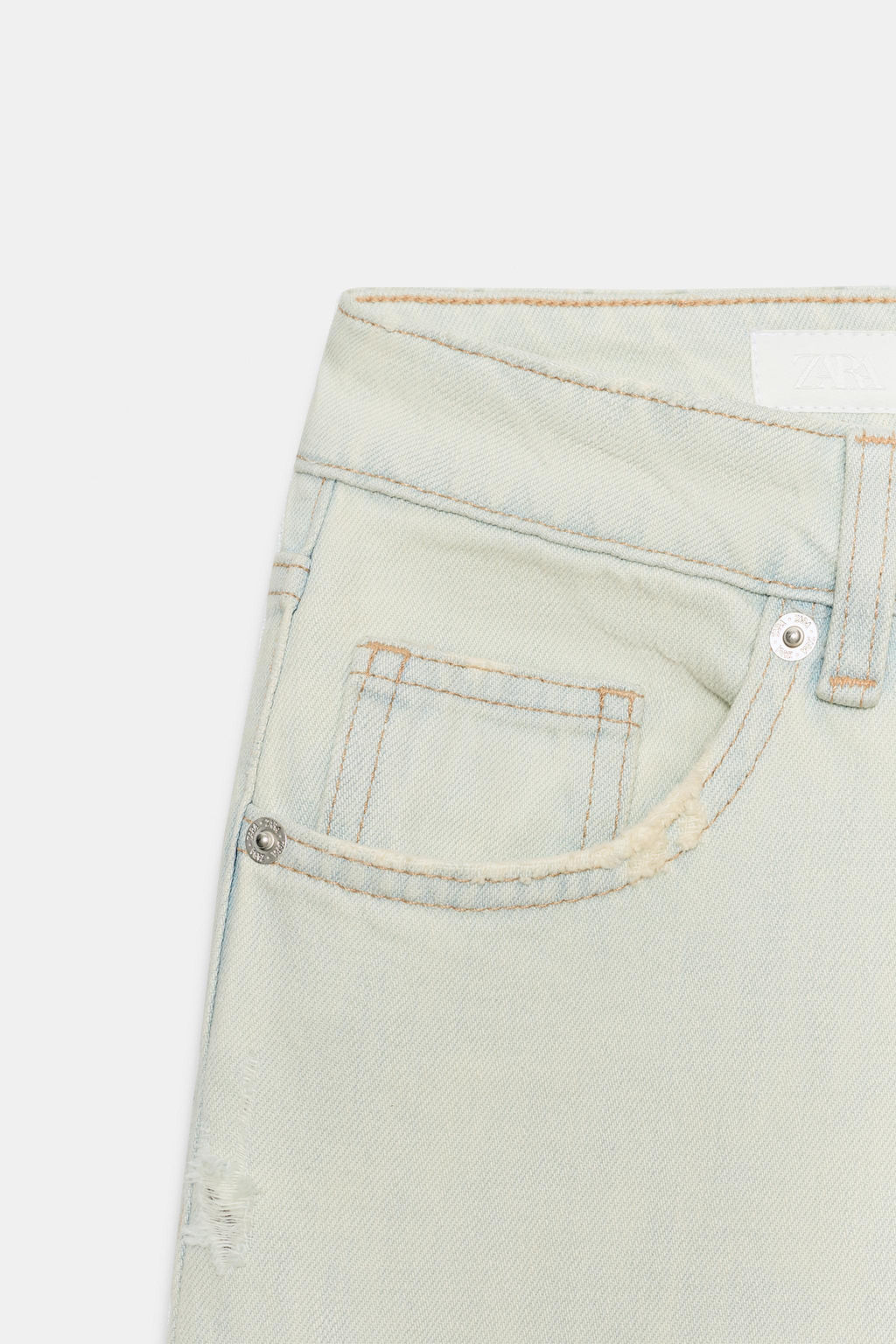 JEANS TRF WIDE LEG TIRO BAJO ROTOS / Azul claro - Zara фото 7