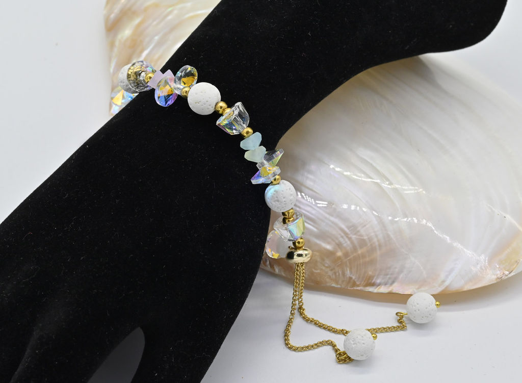 Браслет из циркона цв.хрусталь хамелеон, белый, 16см