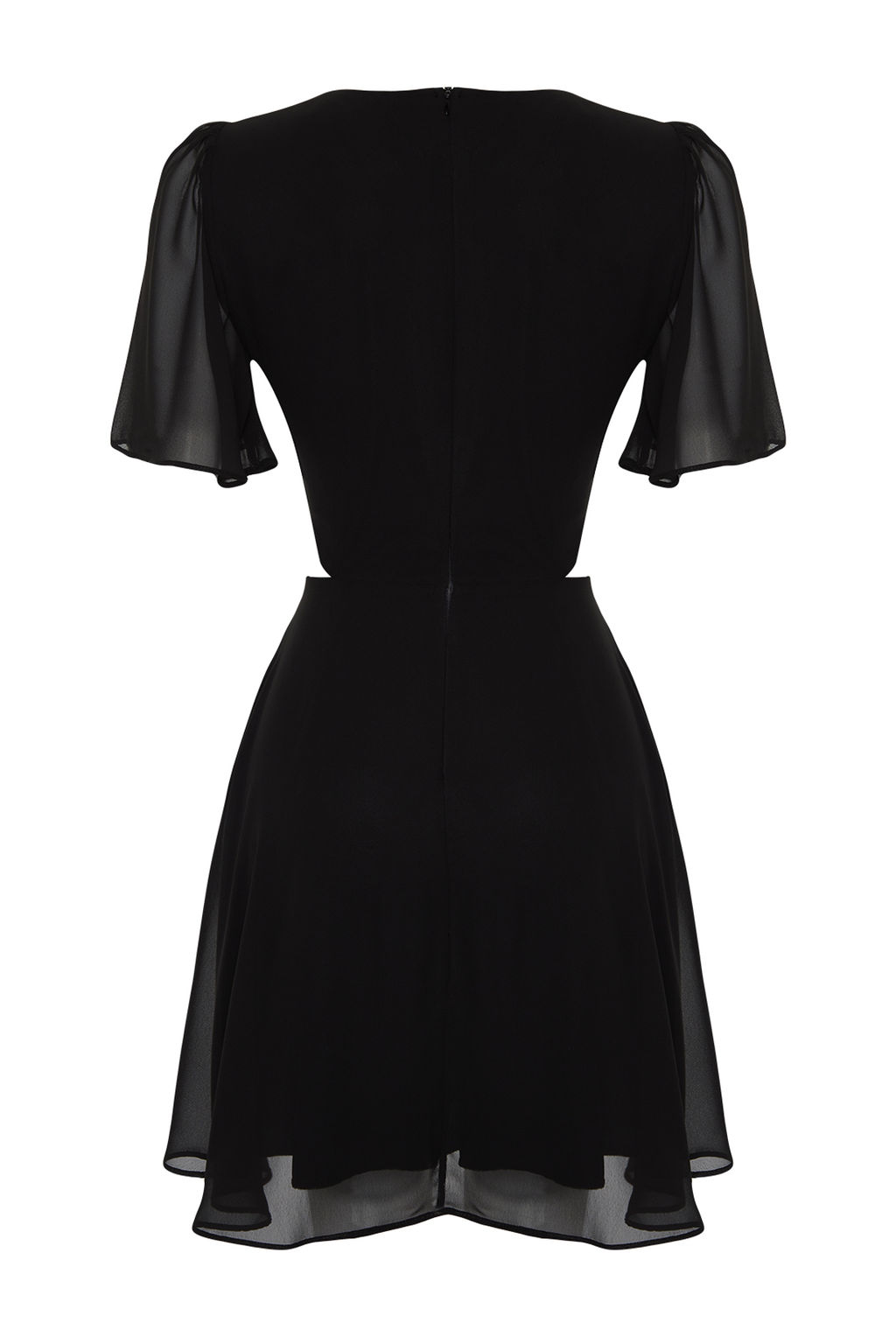 Siyah Etegi Belden Ac?lan Cut Out/Pencere Detayl? Mini Dokuma Elbise TWOSS24EL00696 - Trendyolmilla фото 10