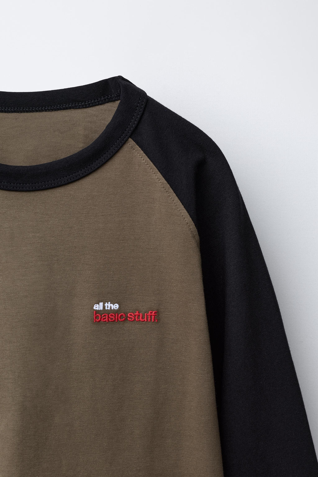RAGLAN SLEEVE T-SHIRT WITH EMBROIDERED TEXT - Zara фото 3