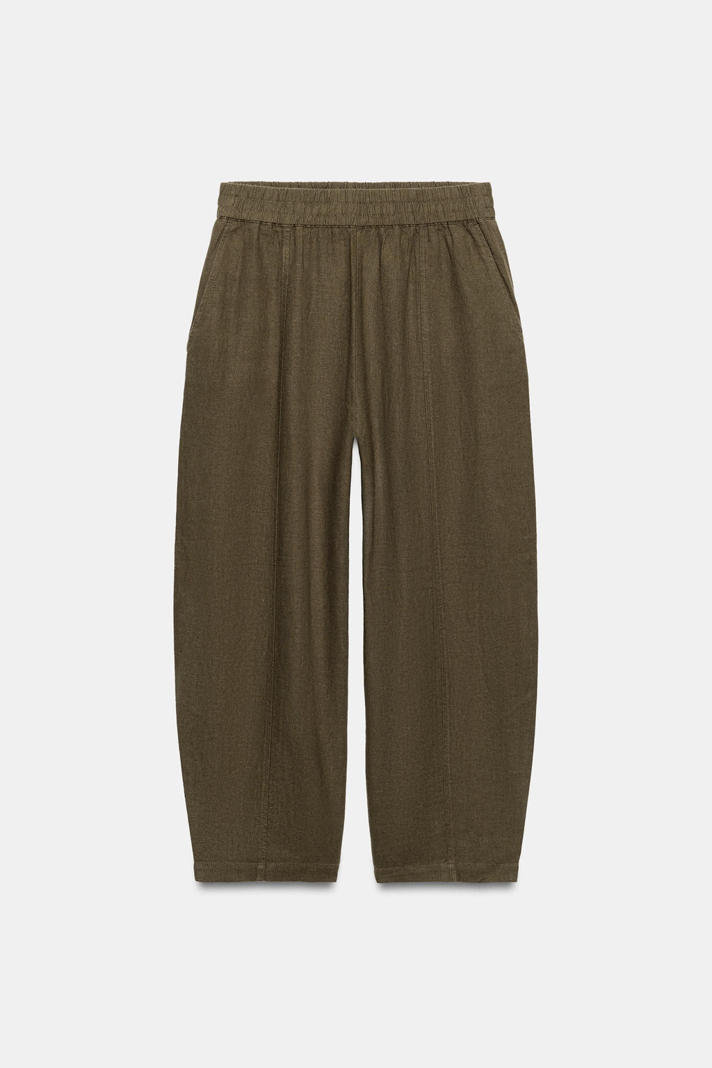 PANTAL?N BARREL CON LINO / Khaki - Zara фото 7
