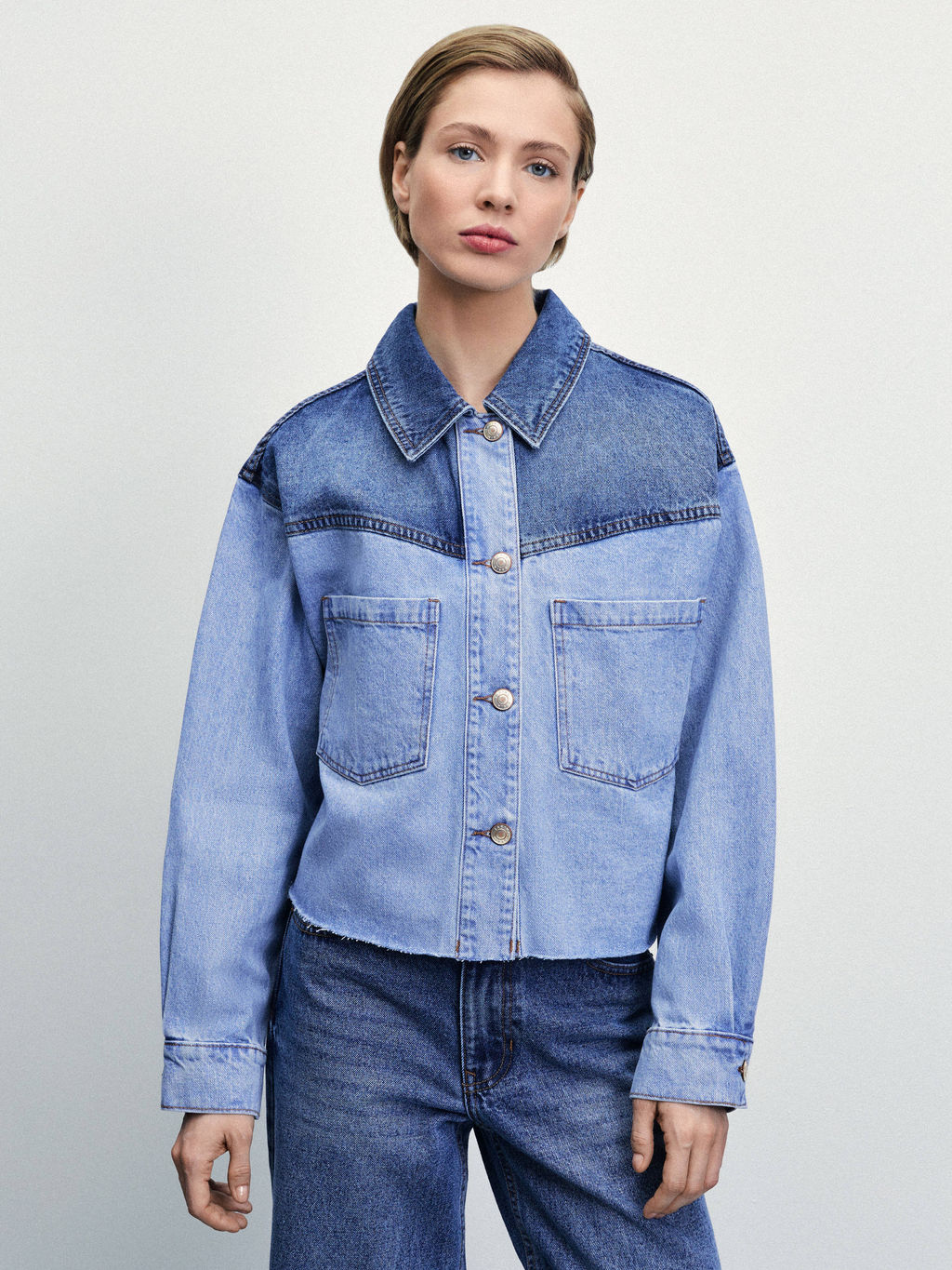 Джинсовая рубашка-пэчворк / Zarina  фото 3