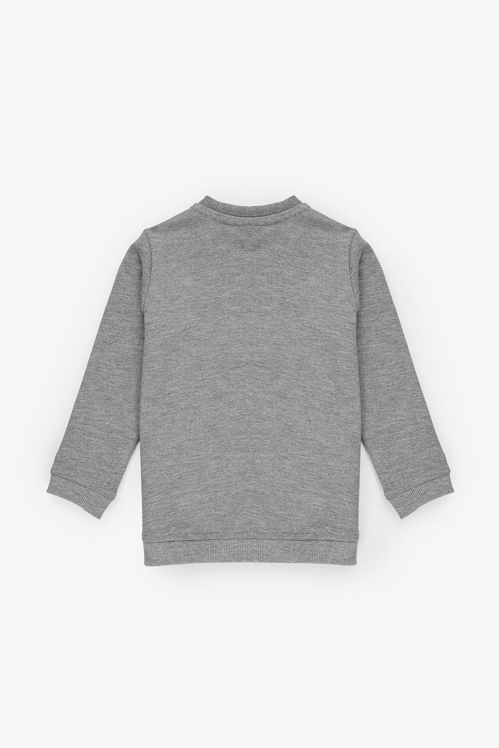 Erkek Bebek Gri Melanj Bisiklet Yaka Basic Sweatshirt