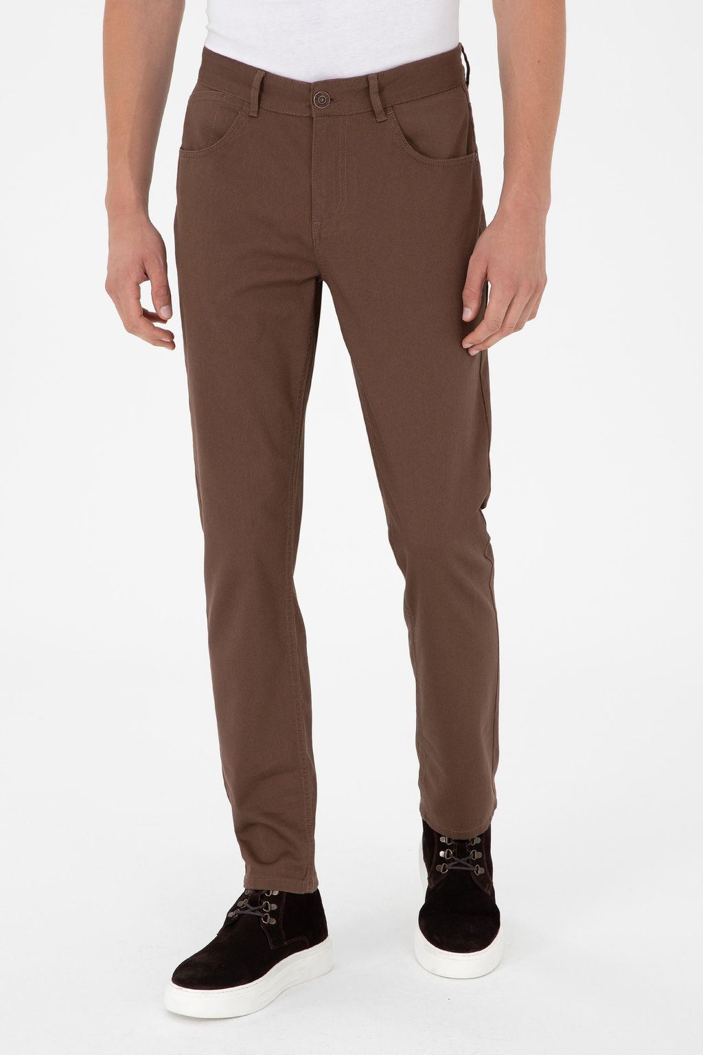 Erkek Slim Fit Coconut Kanvas Pantolon