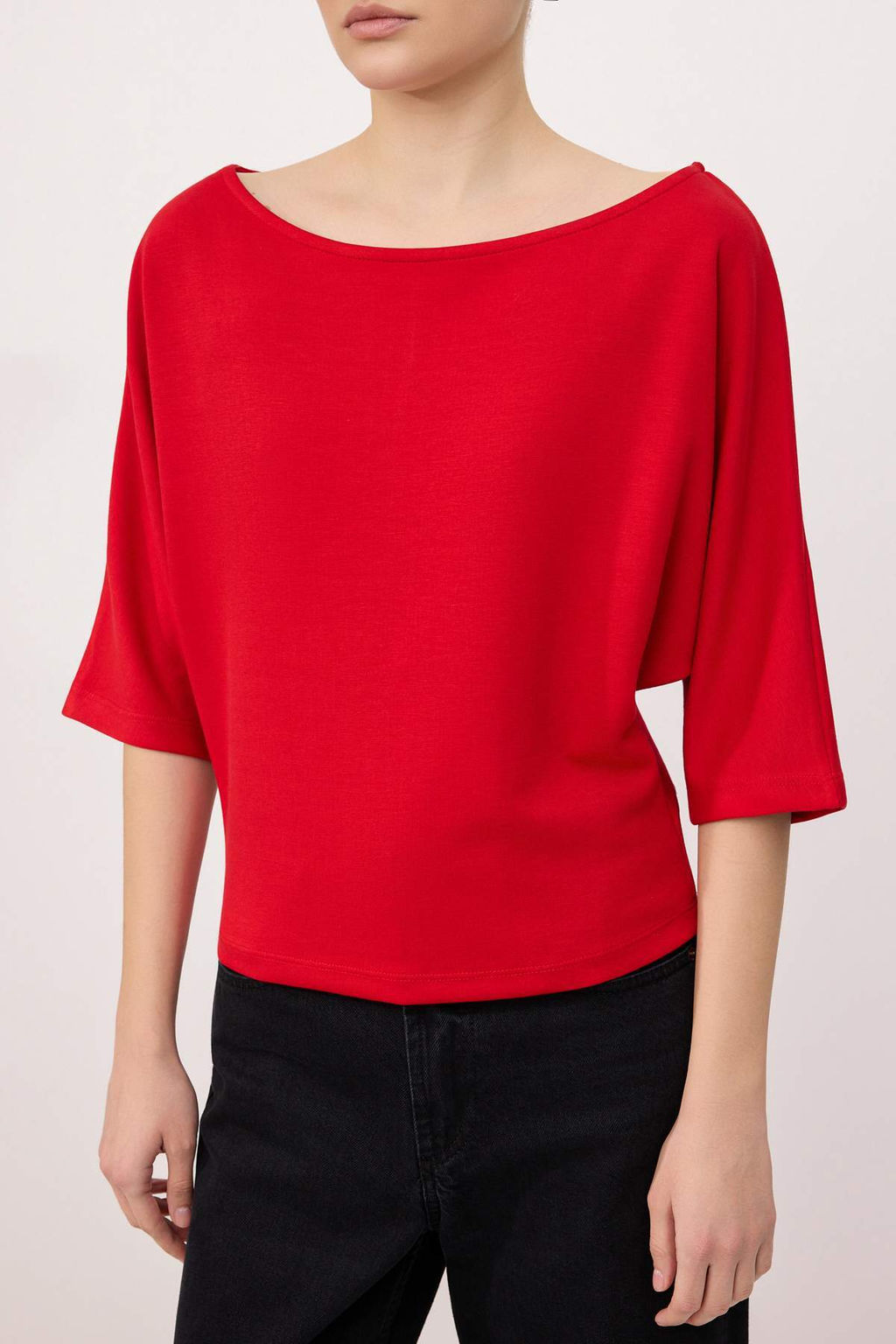 Antrasit Relaxed Kay?k Yaka Yarasa Kol Truvakar Crop Soft Touch Orme Bluz TWOSS26BZ00059 - Trendyolmilla фото 15