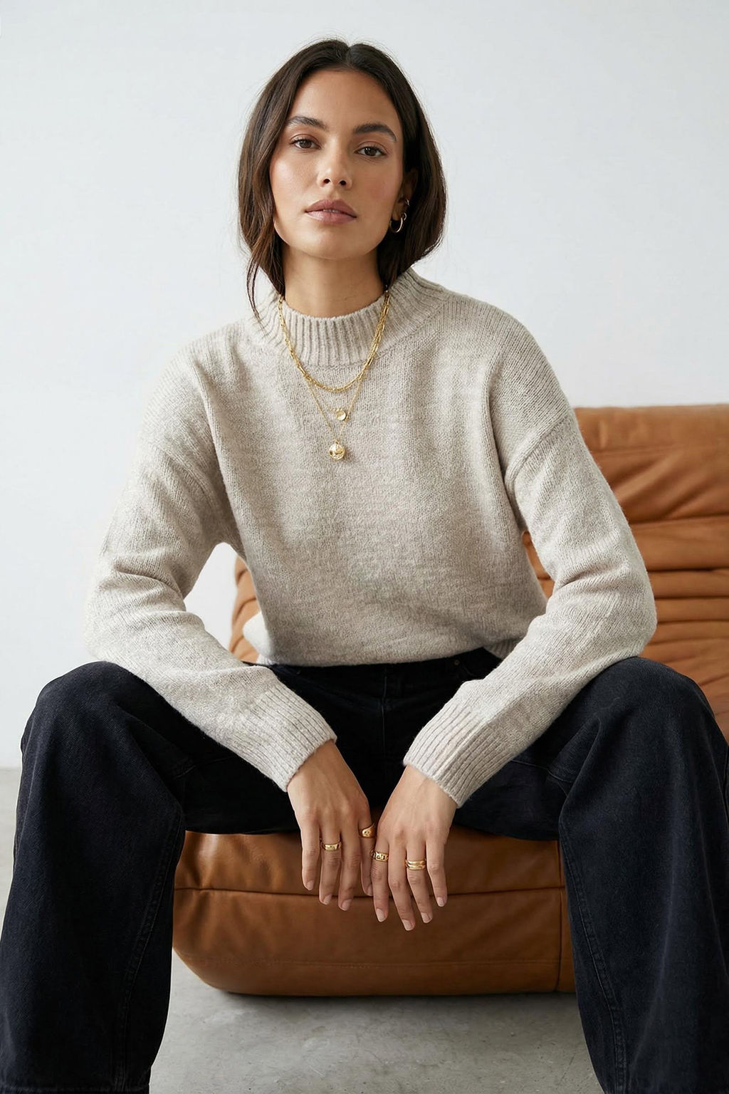 Tas Genis Kal?p Yumusak Dokulu Triko Kazak TWOAW25KZ00168