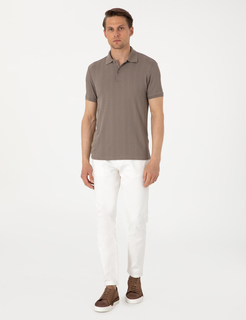 Koyu Vizon Slim Fit Polo Yaka Ti__rt - Pierre cardin фото 4
