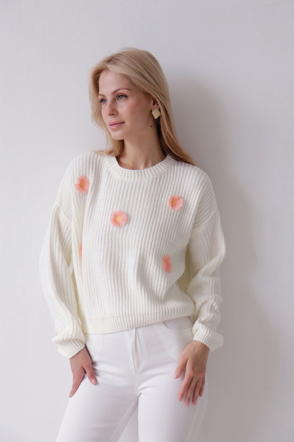 9837 Джемпер белый с цветами - Martichelli фото 17