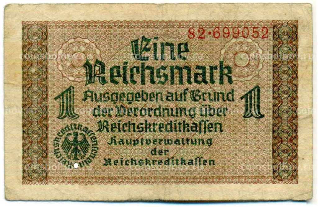 1 рейхсмарка 1939 года Германия (Для оккупированных территорий)