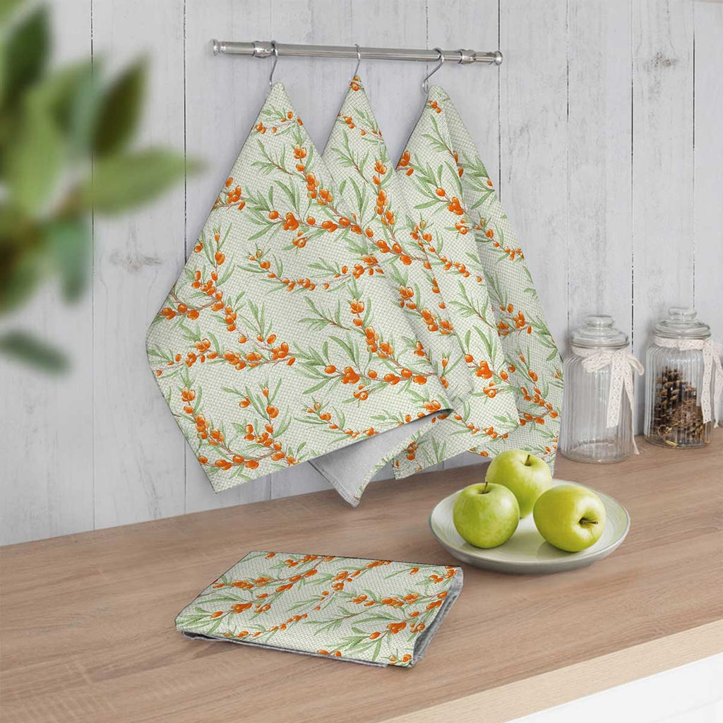 3шт Полотенце кухонное из рогожки - Облепиха 45x60