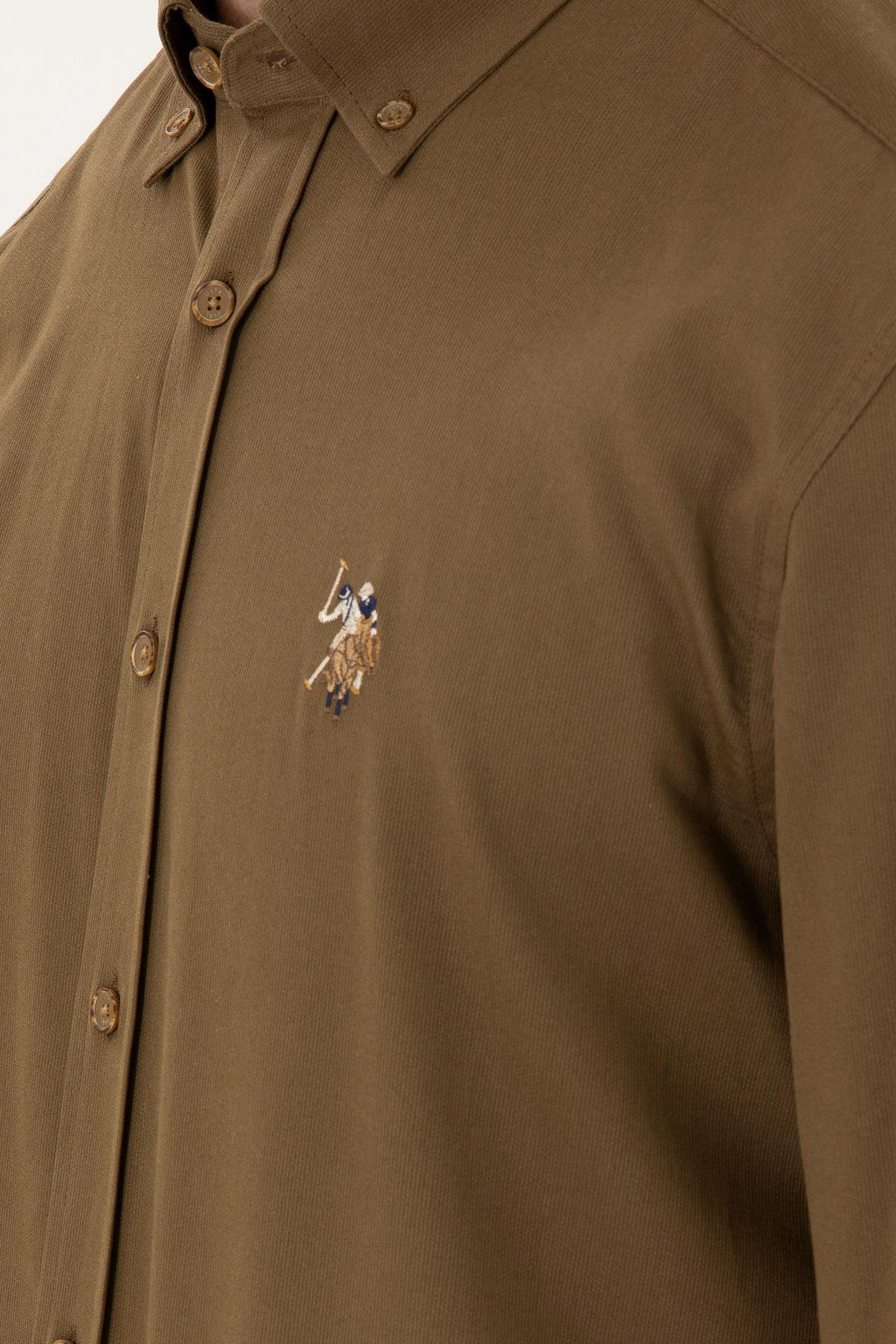 Мужская рубашка цвета хаки с длинным рукавом - U.s. polo assn фото 7