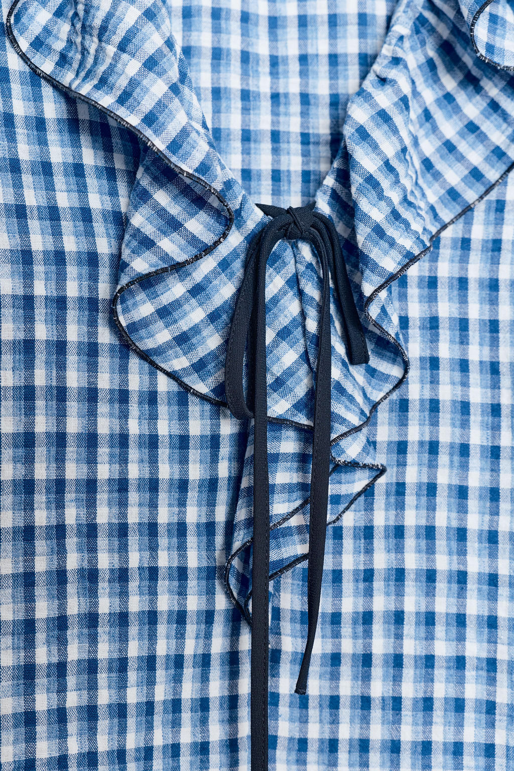 GINGHAM CHECK RUFFLED BLOUSE - Zara фото 8