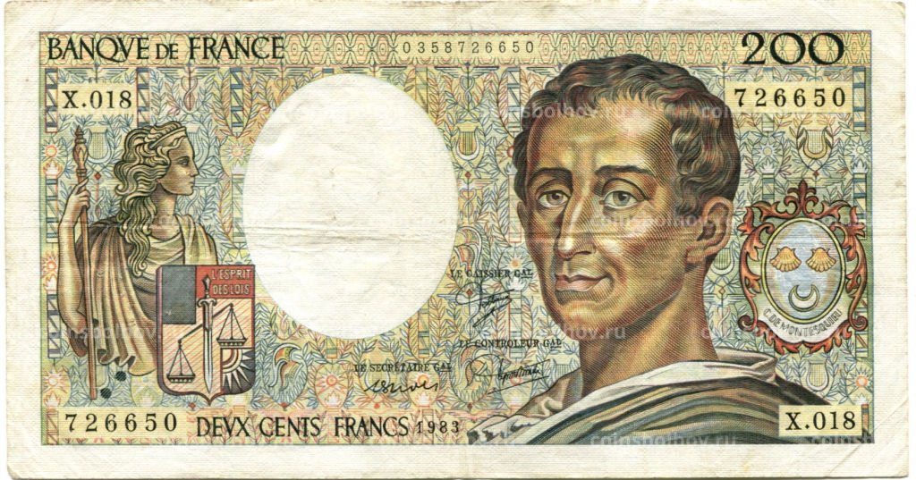 Банкнота 200 франков 1983 года Франция