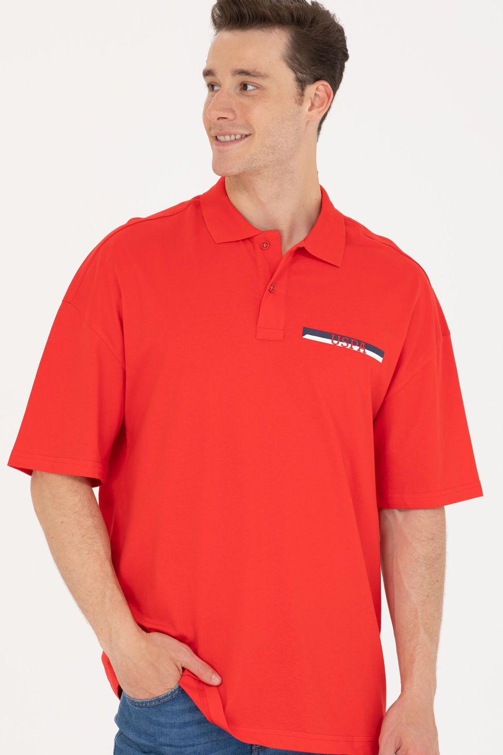 U. S. Polo Assn Мужская красная футболка-поло оверсайз - U.s. polo assn фото 4