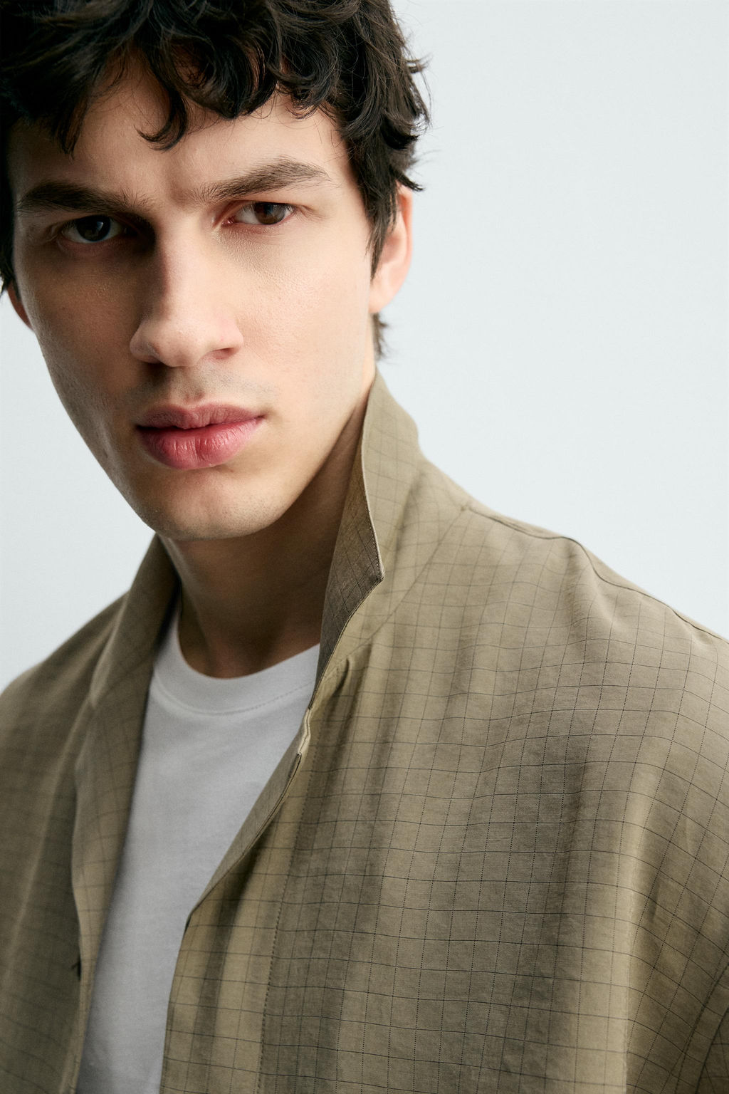 CAMISA FLUIDA CUADROS / Khaki