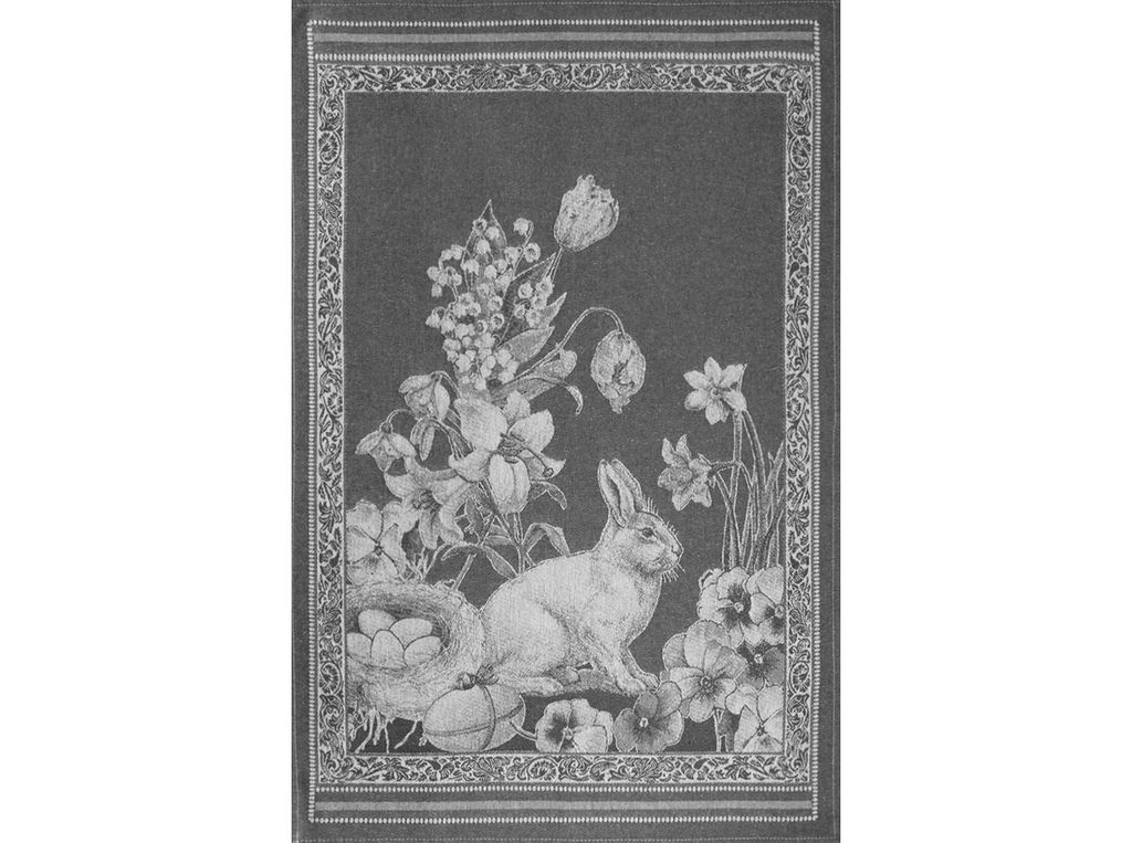 01с-78ЯК 50*76 Полотенце "Пасхальный кролик" цв. т. серый