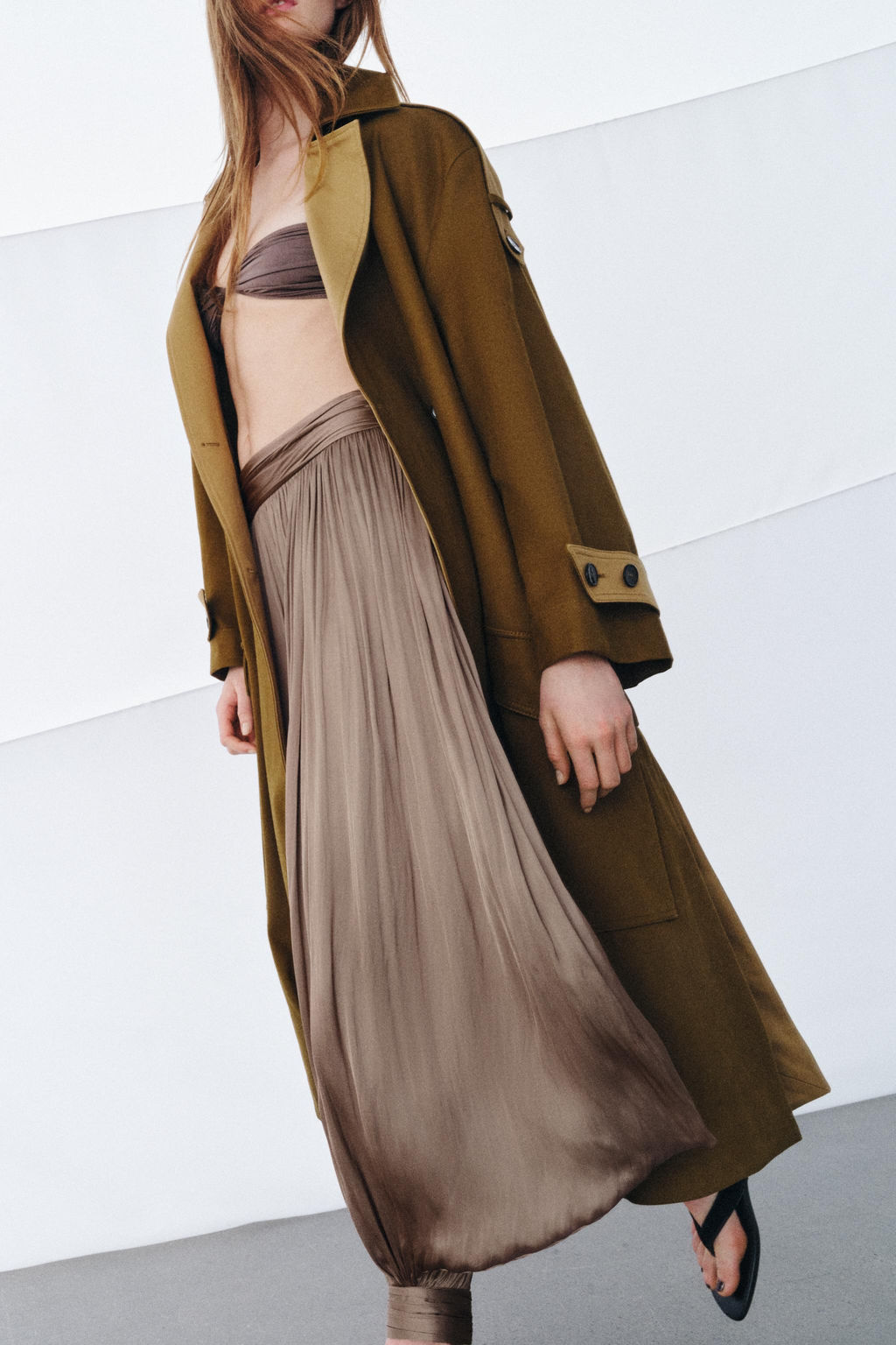 PANTAL?N VOLUMEN PLISADO ZW COLLECTION / Marr?n - Zara фото 11
