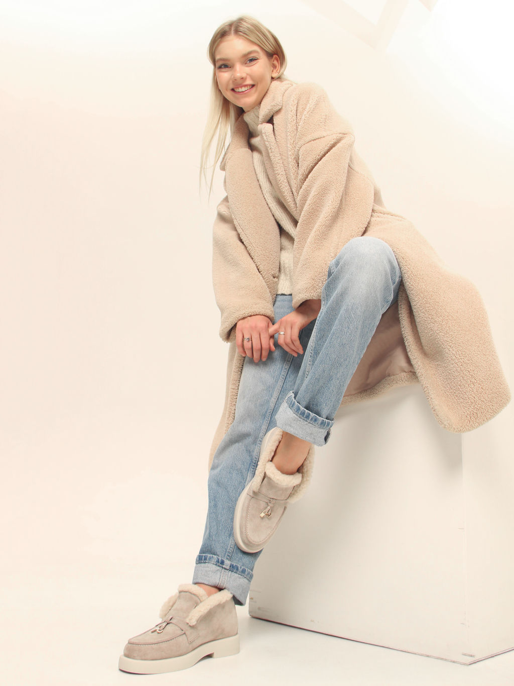 Ботинки 306.1593be.Каменный замша/шерсть