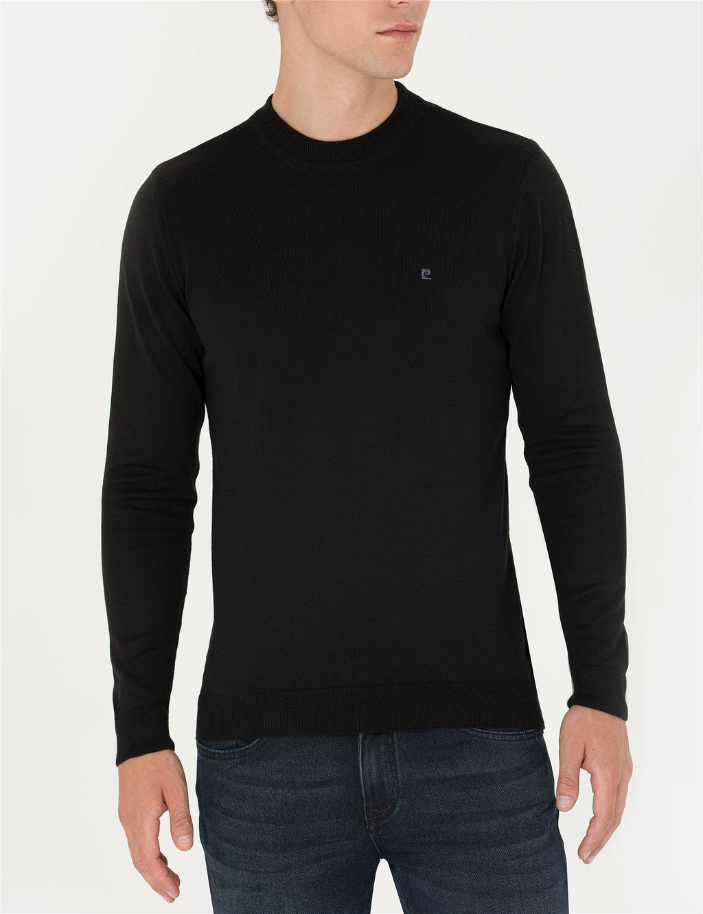 Siyah Slim Fit Yar_m Bal_k__ Yaka Basic Triko Kazak - Pierre cardin фото 6