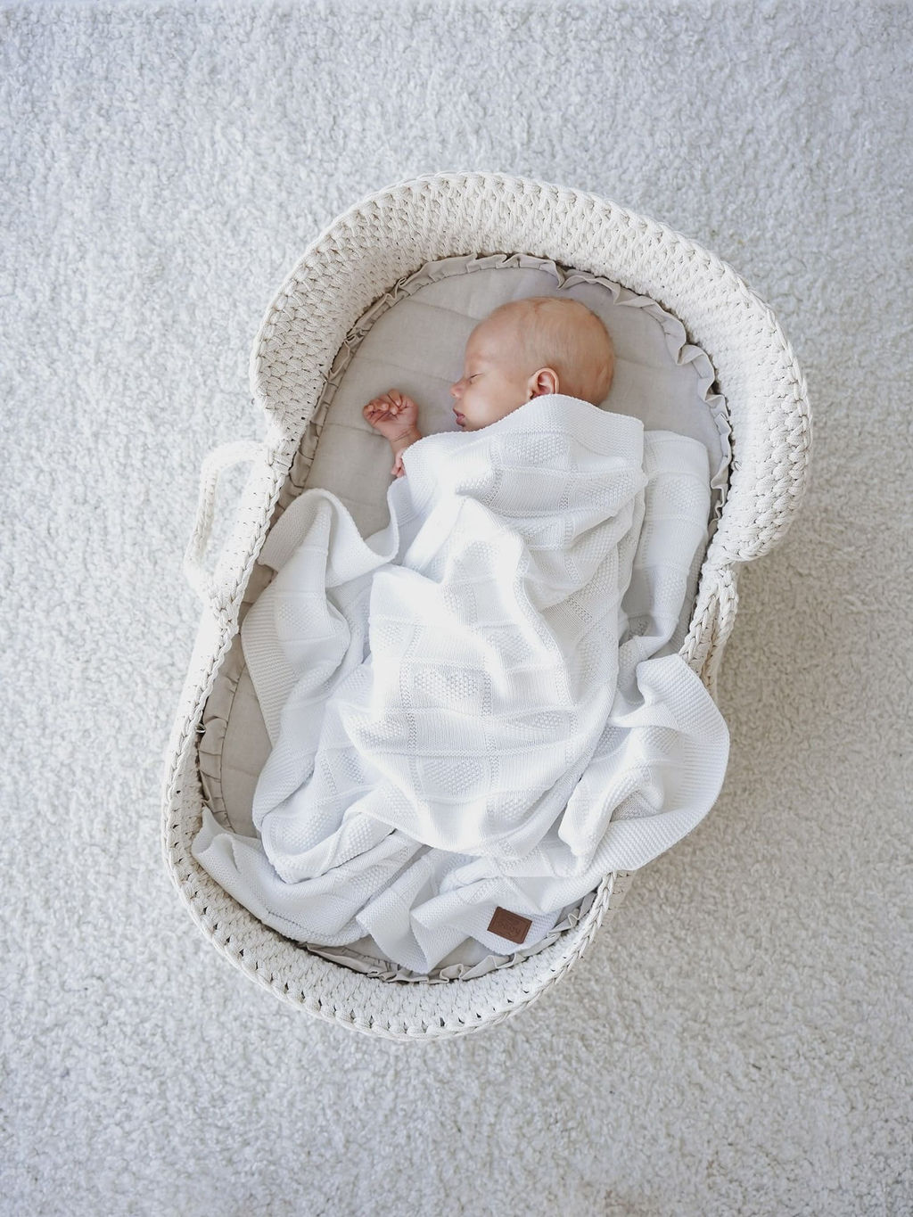 Плед вязаный хлопковый "Молоко" 0+