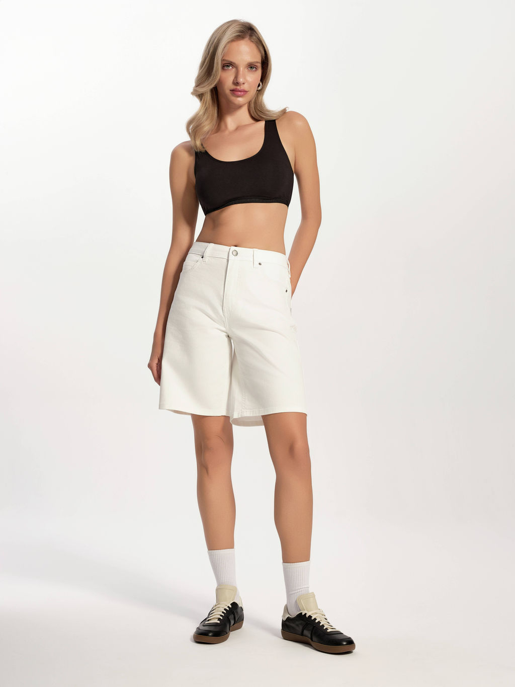 CONTE CON-758 Джинсовые шорты из мягкого денима в молочном оттенке off white - Conte elegant фото 2