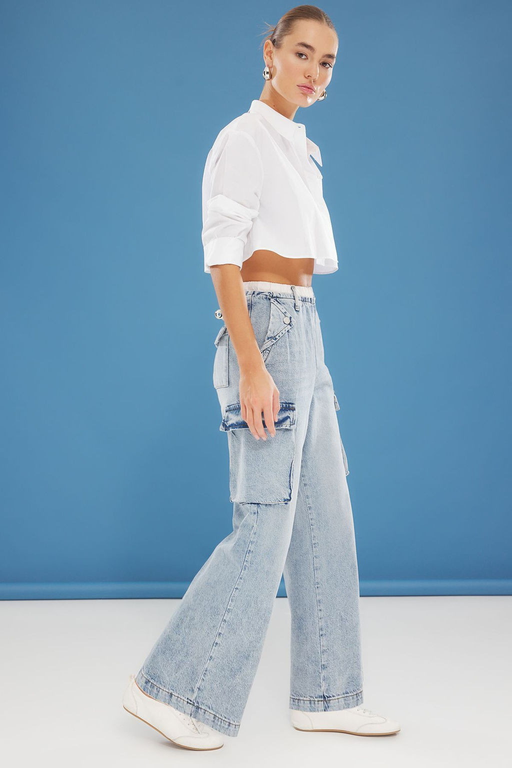 Mavi Kargo Cep Detayl? Boxer Kemerli Yuksek Bel Wide Leg Jeans TWOSS25JE00185 - Trendyolmilla фото 3