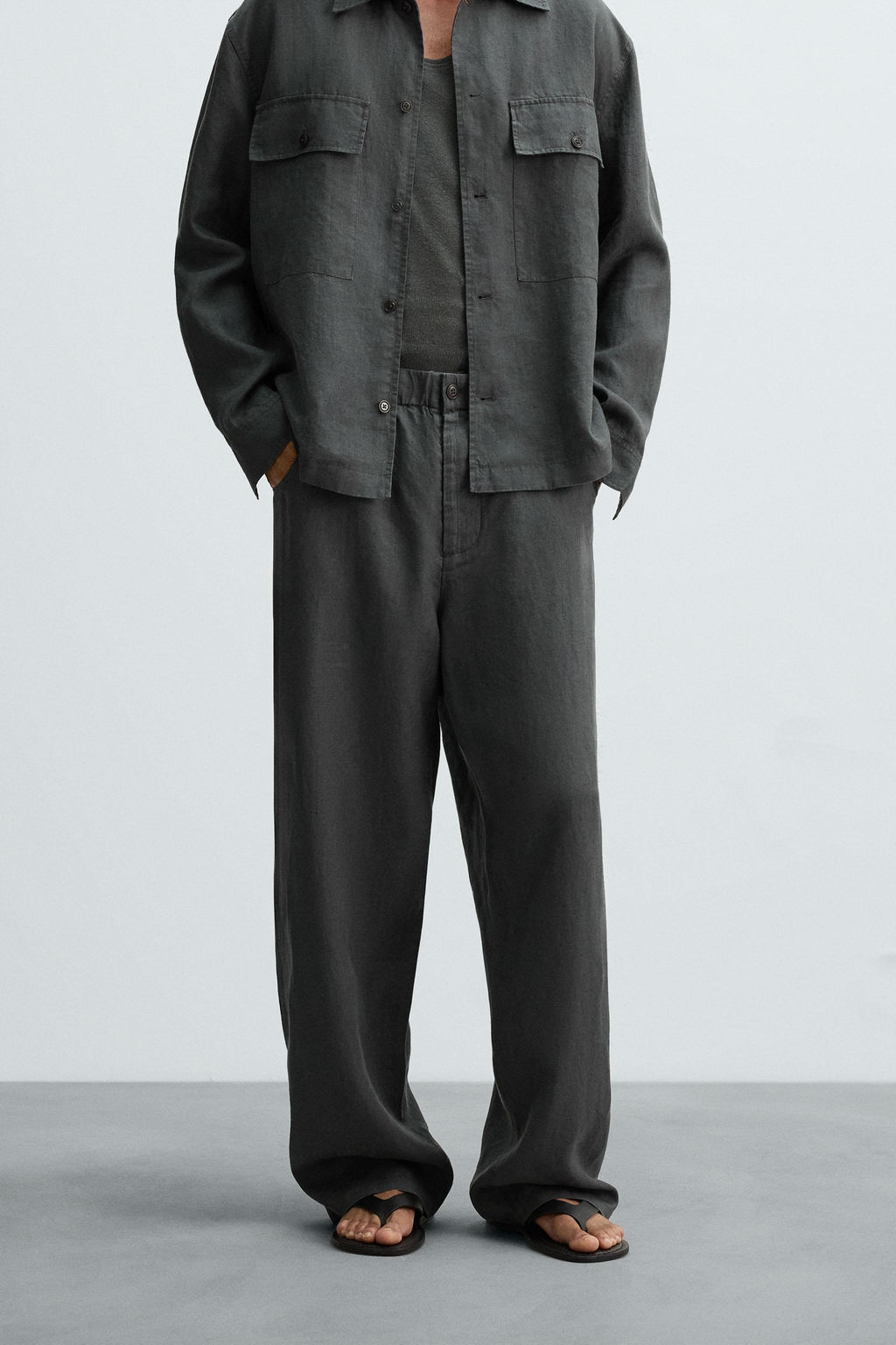 100% HEMP RELAXED FIT TROUSERS - Zara фото 2
