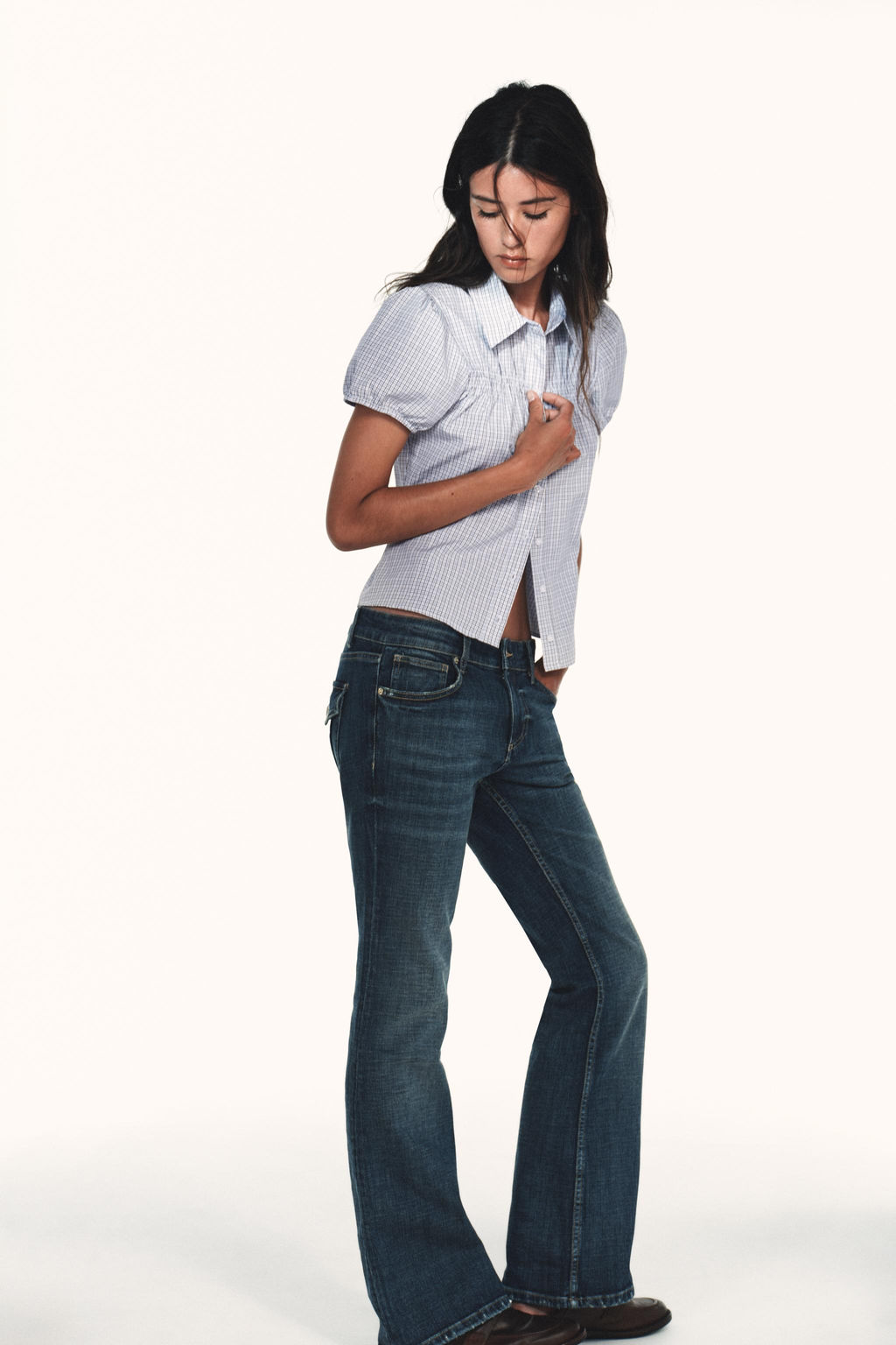 STRETCH POPLIN CHECK SHIRT - Zara фото 9