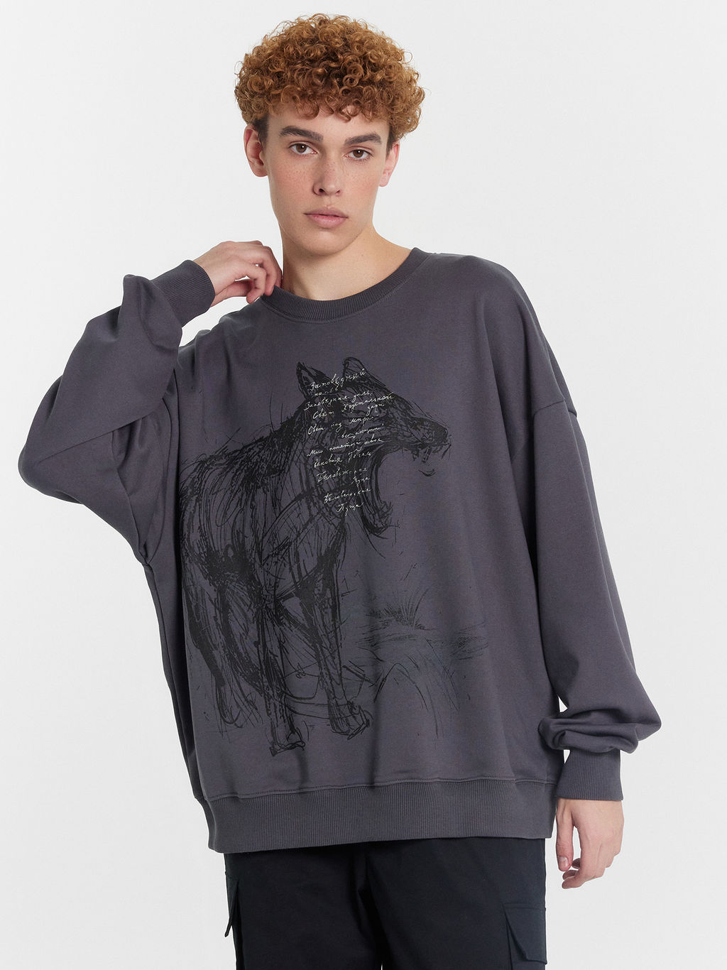 Свитшот мужской серый с принтом Заповедный напев сталь +печать 121866/1 - Mark formelle фото 2