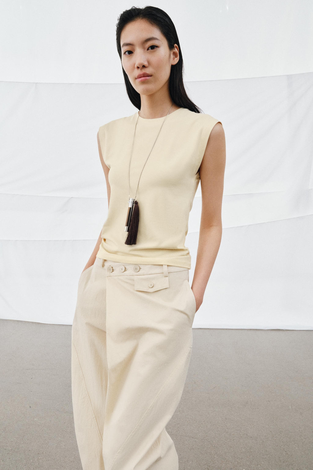 CAMISETA CON ALGOD?N / Amarillo pastel - Zara фото 4