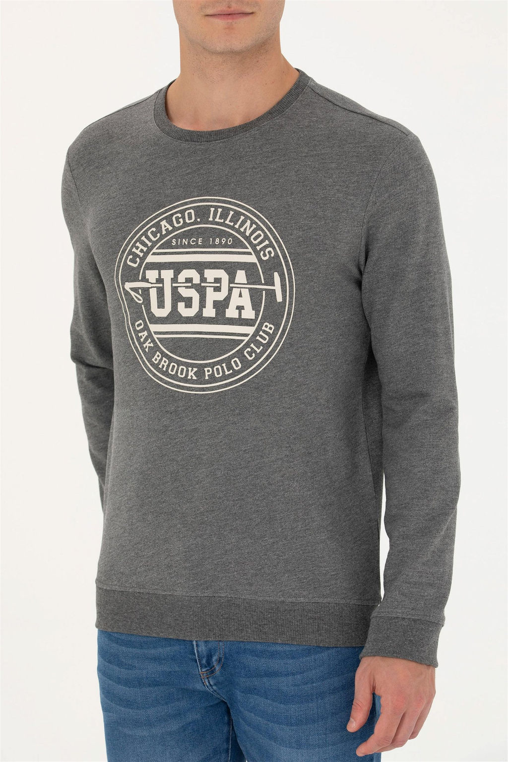 Мужской свитшот антрацитового меланжа Неожиданная скидка в корзине - U.s. polo assn фото 6