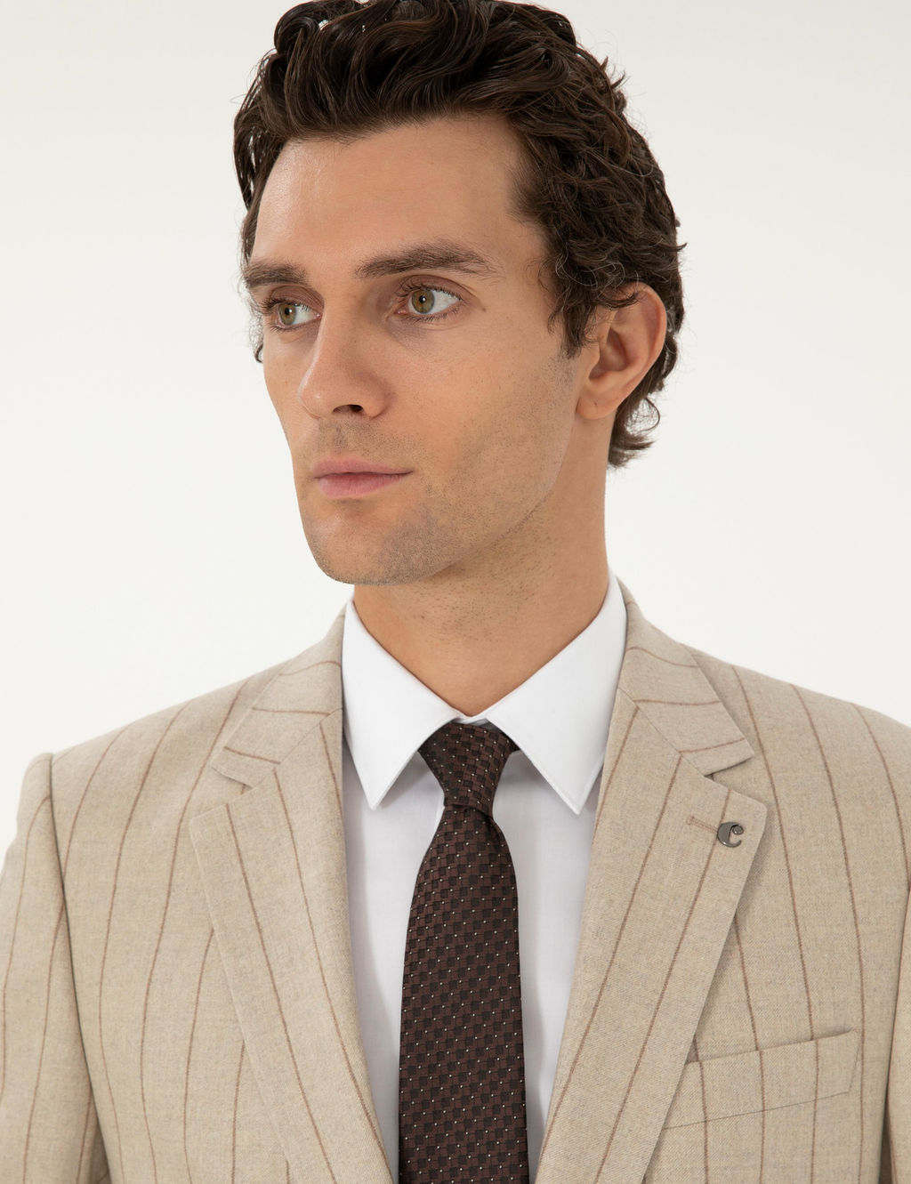 Бежевый зауженный костюм - Cacharel фото 2