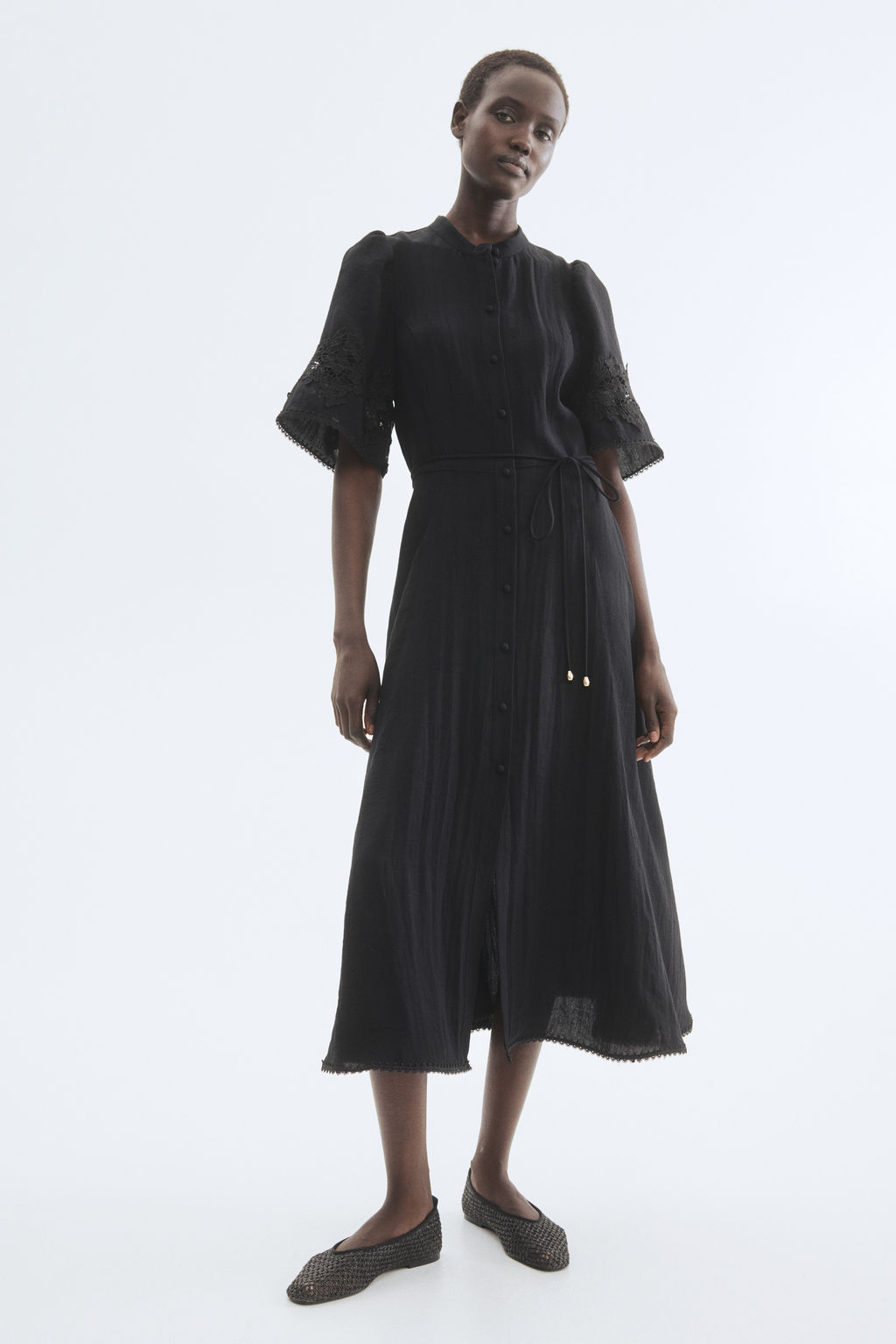 Vestido efecto arrugado con bordado ingl?s - H&m фото 5