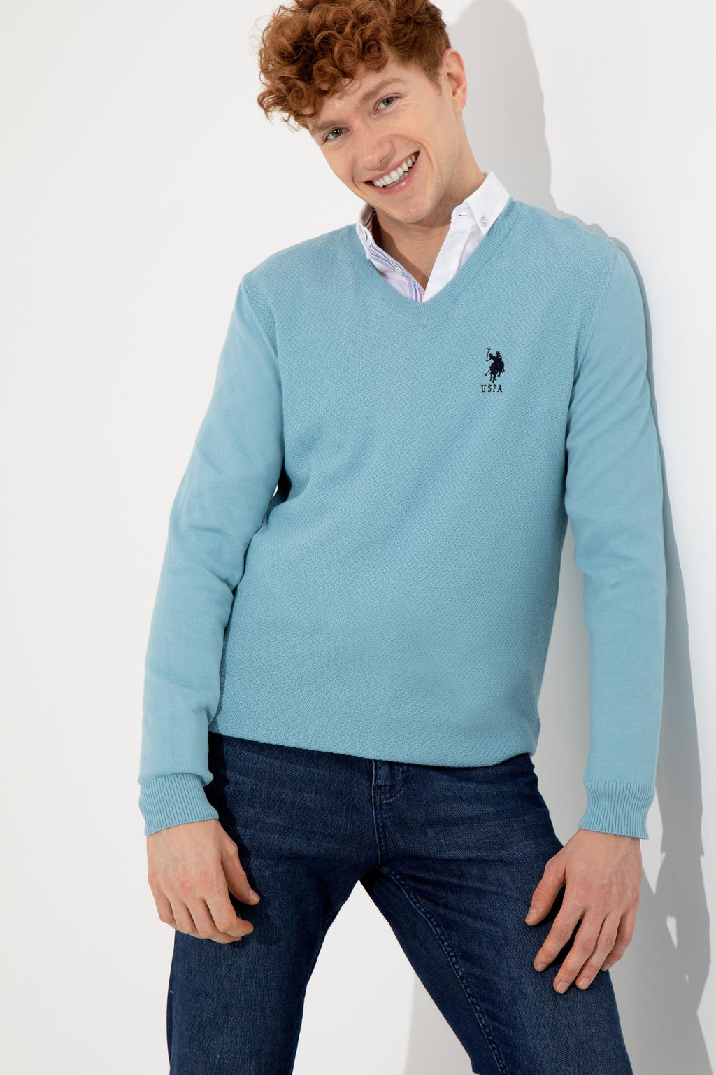 U. S. Polo Assn / Мужской синий базовый свитер - U.s. polo assn фото 13