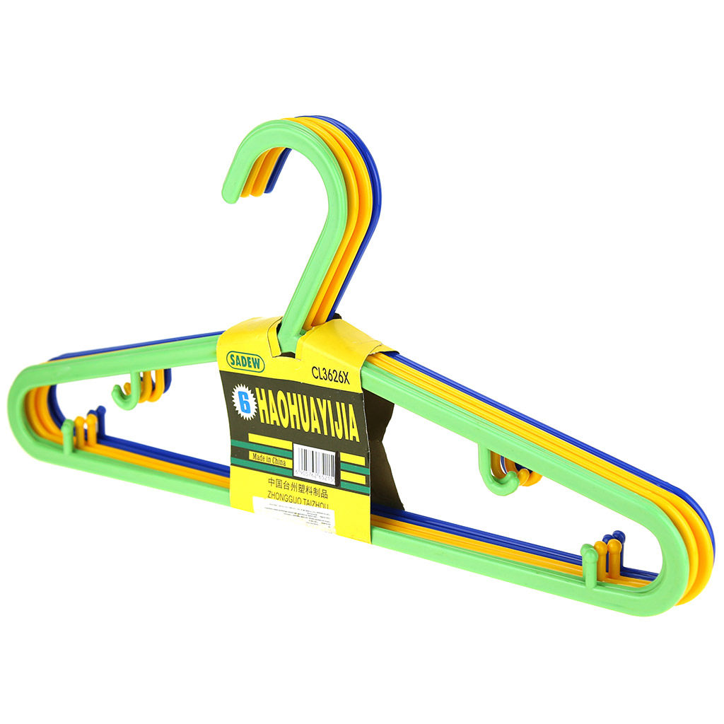 Вешалка-плечики р46-48 Костюм 39,5х19см, пластик, с крючками, цвета микс, на картоне, цена за 6 штук (Китай) (цена за 1 штуку - 23,06руб) - Домашняя мода фото 2